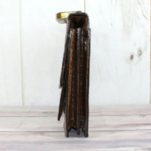 Vintage Brown Croc Leather Briefcase Document with Strap Shoulder Bag - Picture 3 of 7